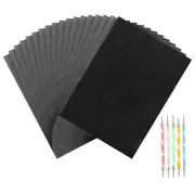 100Sheet A4 Graphite Transfer Tracing Copy Paper with Embossing Stylus, Black