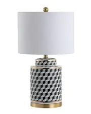 JONATHAN Y Ellie 24.5in Tumbling Block CeramicMetal LED Table Lamp