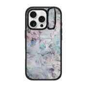 iPhone 16 Pro Impact Ring Stand Case MagSafe Compatible Shabby vintage pastel pink teal floral butterfly