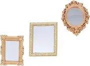 ERINGOGO Doll House Mini Classical Mirror Set 3 Pieces Plastic Miniature Mirrors Decorative Boys and Girls Toy