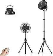 LEMOISTAR Portable Rechargeable Battery Operated Pedestal Fan, 10" 20000 mAh USB C Small Fan, Adjustable Height, Quiet Table Desk Standing Fan for Camping Bedroom Office Home Travel Fishing