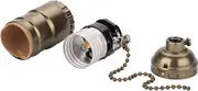 Gigicial E27 Aluminum Vintage Light Socket with Pull Chain, Light Bulb Socket with Pull Chain Lamp Switch(Bronze)