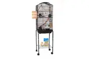 Dome Top High Bird Cage on Stand with Play Toys