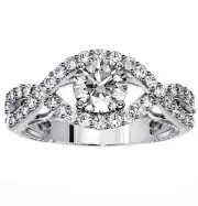 1.65 CT Shared Prong Set Crossover Diamond Engagement Ring in 18k White Gold NEW
