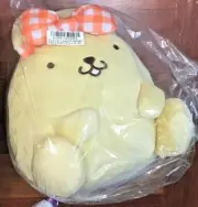 NWT Pompompurin 11" Pudding Dog Stand Ear Musubi Bow Stuffed Plush Toreba Sanrio