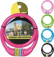 Ainiv 25 Inch Bike Lock Cable, Portable Anti Theft 4 Digits Codes Cable Locks, Resettable Combinations Coiling Bicycle Lock for Bike, Motorbike, Scooter, Skateboard, Gate, Fence (Pink)