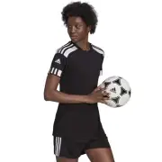 adidas Squadra 21 Womens Football Top Black Teamwear T-Shirt Sports Jersey