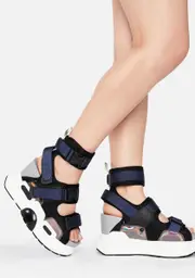 [Anthony Wang] Black Holographic Mulberry Platform Sandals