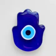 Turkish Evil Eye Fatima's Hand, Hamsa Paperweight - Decorative Glass Amulet