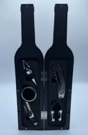 Wine Accessories Set Bottle Corkscrew Opener Kit in a Rubberized Bottle