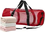 Mesh Sports Bag, Cylindrical Mesh Bag Foldable Duffle for Beach, Swimming, Large Capacity Sports Gear for Diving