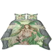 Sexy Fantasy Art the Green Oracle and Dragon Coverlet