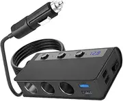 LIFKICH Ports Car Splitter Power Adapter with USB Charging Ports Cigarette Lighter Extender for Vehicles Safe Built Protection for GPS Vacuum Cleaner Electric Blankets