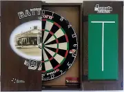 Unicorn Eclipse Pro 2 Dart Board & Battlers Bar Wood Dart Cabinet + 6 Darts Gift