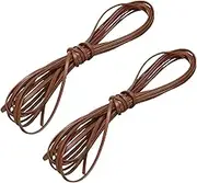 sourcing map 2 Bundles Flat Leather Cord, 5.5 Yards 5mm Leather Crafts Lacing Strip, Coffee