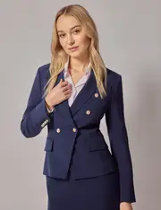 Hawes & Curtis Mid Blue Double Breasted Jacket Size: 20 (UK 22)