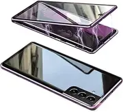 Magnetic Adsorption Metal Bumper Frame Case Clear Back Tempered Glass Cover for Samsung Galaxy S23/S23 Ultra Shockproof Cover,Purple,for Samsung S23Ultra