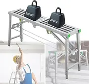 Work Platform Folding Scaffolding Equipment - Portable Scaffolding Work Platform Scaffold Tower Ladder Stool Bench for Ceiling - 880 Lbs Maximum Load, 5-Gear Adjustable Height,A-200×30cm