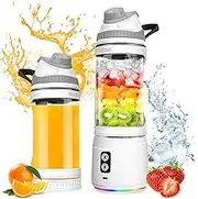 700ml Portable Blender Smoothie Maker Juicer Blender Milkshake Mixer for Party Drinks Crush Ice Frozen Fruit with Pulse Blending 6000mah USB Rechargeable Battery (White)