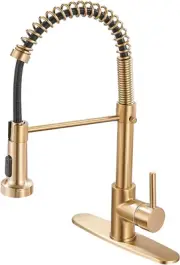 Brushed Gold Kitchen Faucet with Pull down Sprayer, Commercial Single Handle Gol