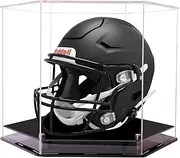 Football Helmet Display Case,Clear Acrylic Display Case,Black Acrylic Base,for Collectibles Memorabilia Storage 17*15*12.6IN