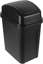 HOLIDYOYO Slim Trash Can Swing Top Lid, Large Wastepaper Basket Black Narrow Garbage Bin Recycling Container Dustbin for Home Office Bathroom