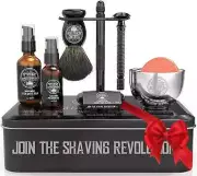 Luxury Safety Razor Shaving Kit - Includes Double Edge Safety Razor, Stand, Bowl