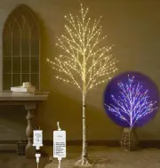 Hairui Lighted Birch Tree with 330L Warm White and Multi Color Fairy Lights 8