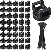 Magnetic Cable Tie Holders,Multipurpose Selflocking Nylon Cable Ties Mount Wire Clips Management Base Set with Zip Ties,Reusable Heavy Duty Wire Cable Holder for Electrical Wire Organization(40PCS)