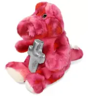 DolliBu Sitting Alligator Stuffed Animal with Silver Cross Plush Toy - 8 Inches