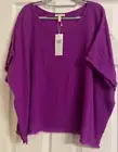NWT $128 Eileen Fisher Heliotrope Organic Cotton Lofty Gauze Ballet Neck Top 2X