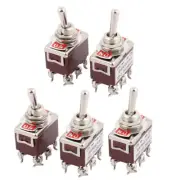 5 Pcs AC 250V 15A 6 Terminal ON-ON 2 Position DPDT Latch Toggle Switch
