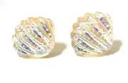 Hypoallergenic Holographic Sea Shell Stud Earrings on Plastic Posts Yellow