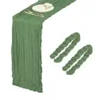 2Pcs Mint Green Cheesecloth Table Runner 35.4" x 118" Rustic Gauze Table Runner