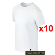 10 Packs Gildan T-SHIRT Basic Tee S - 5XL Small Big Men Heavy Cotton (White)