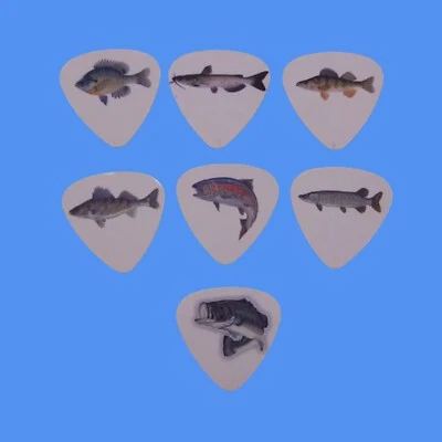 Fresh water Fish SINGLE SIDED PICTURE GUITAR PICKS Set of 7
