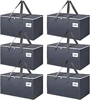 6 Pack Extra Large 93L Moving Bags, 60lb Heavy Duty Moving Totes with Strong Zippers & Handles, Easy Open Lids, Water-Resistant, Storage Totes for Space Saving, Fold Flat, Alternative to Moving Box