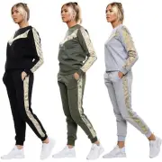 Ladies New Tracksuit Set Womens Activewear side Panel Casual Long Sleeve 2PCS