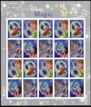 20 DISNEY MAGIC STAMPS Fantasia Sorcerer's Apprentice, Peter Pan, Dumbo, Aladdin