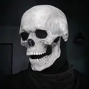 Full Head Skull Mask Creepy Skeleton Mask Halloween Costume Horror Evil Mask Helmet With Movable Jaw Party Cosplay Mask Decoration