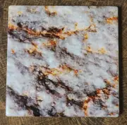 Ceramic Coaster Set M008 of 4 with Cork Pads, Holder & Printed MARBLE Pattern