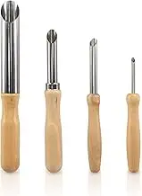 4 Pack Stainless Steel Circular Clay Hole Cutters, Wooden Handle Clay Tools for Drilling and Sculpture, Pottery Tools and Supplies