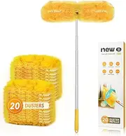 NEWE Dusters for Cleaning with 20 Refills for Flash, 167.5 cm Extendable Handle Heavy Duty Dust Magnet with 5X Microfibers, 360 Degree Multi-Surface Dusting Kit for Blinds Furniture