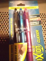 Pilot Frixion Clicker Erasable Gel Pen Assorted Ink 3 per Pack 14763 FINE 0.7MM