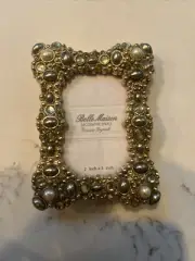 Belle Maison Mini Photo Frame Jeweled Crystals 2" X 3" Emerald NOS