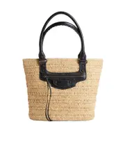 Balenciaga Le Cagole Raffia Basket Bag One size Natural/Black