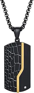 [Generic] Two-Tone Dog Tag Necklace Black Stainless Steel Men Jewelry