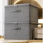 With Dust Cover Clothing Storage Box Grey Clothing Organizing Container Home