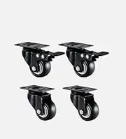 1.5" (40mm) PU Swivel Brake Castor Wheel Casters with Plate, Set of 4, for Furniture, Trolleys, Carts, Office Chairs 4pcs Swivel/2 Swivel 2 brake/4pcs Brake (2PCS Swivel 2PCS Brake)