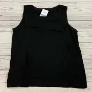 Ann Taylor Black Mesh Collar Sleeveless Tank Top Blouse Women Size L NEW *